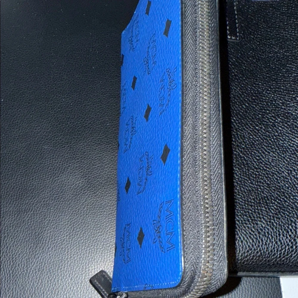 MCM Blue Wristlet Wallet with Gold and Black Stud Accents - Picture 6 of 11